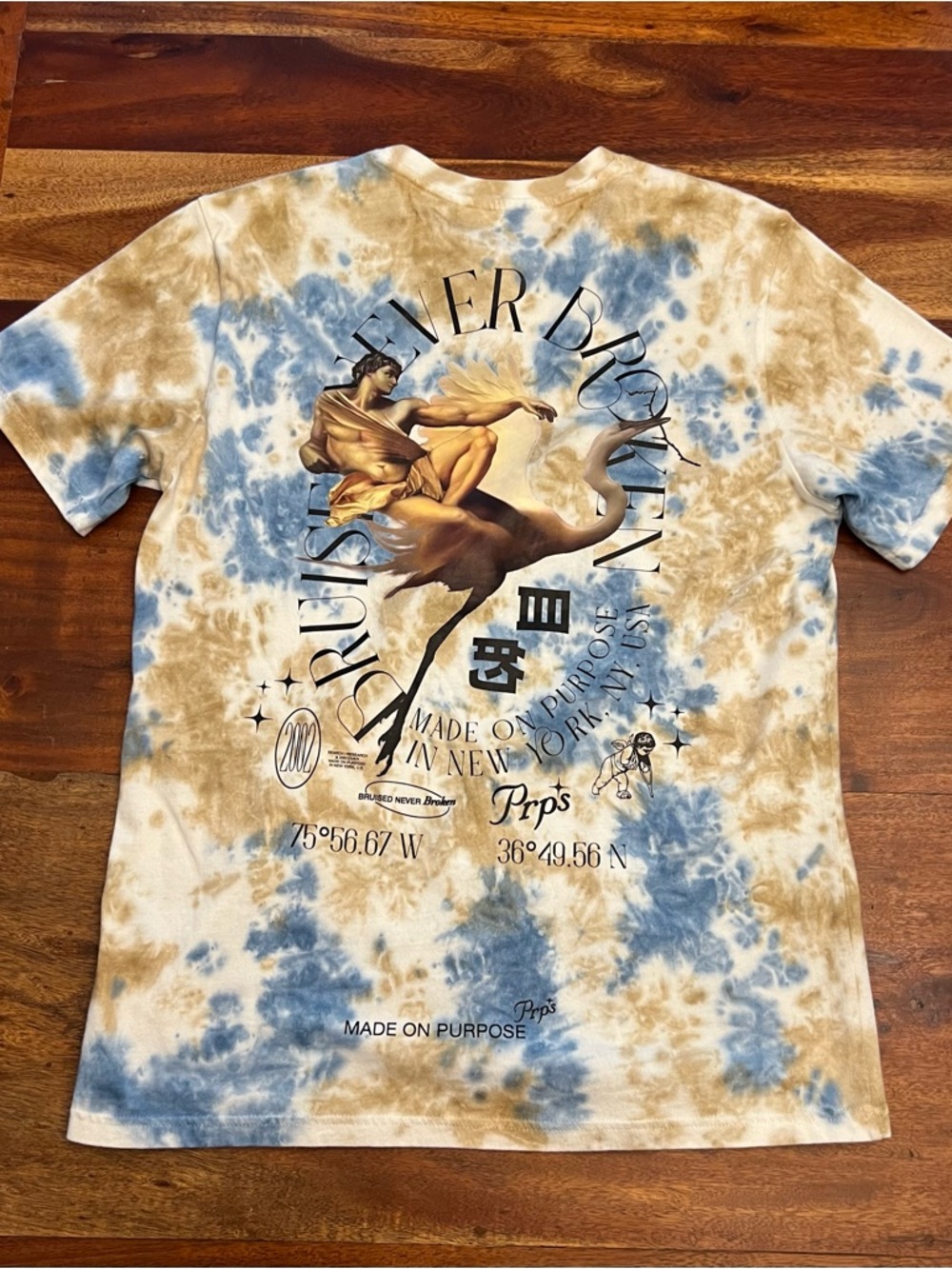 PRPS Blue and Tan Tie-Dye Graphic Short Sleeve Tee - Picture 2 of 3